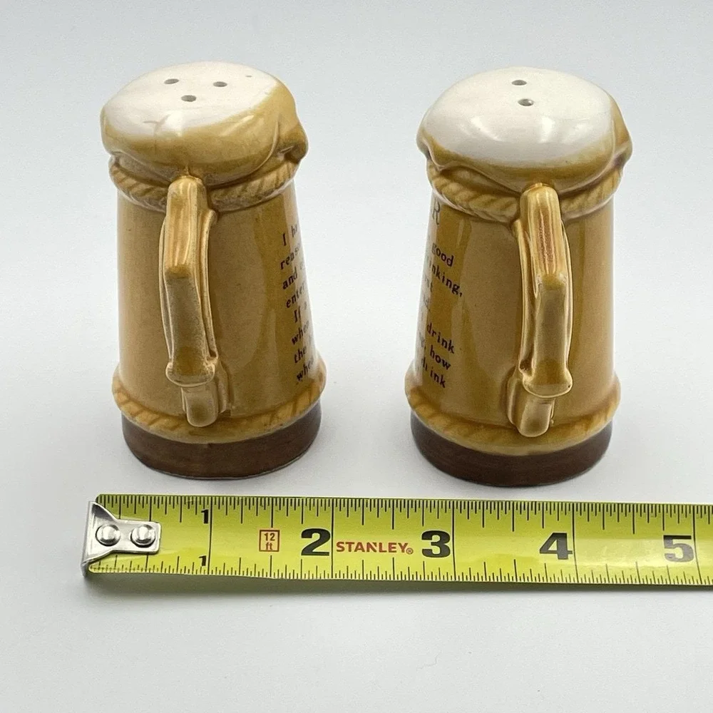 Vintage Beer Mug Stein Salt And Pepper Shakers Set‎ Japan Ceramic Barware 3.25